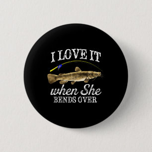 Funny Flathead Catfish Fischen Süßwasser Fisch Gra Button