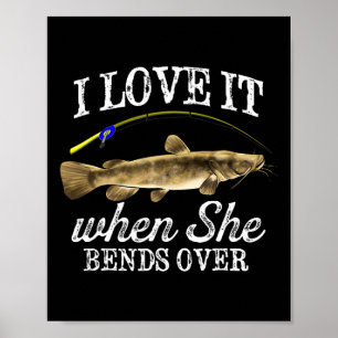 Funny Flathead Catfish Fischen Süßwasser Fisch Gra Poster