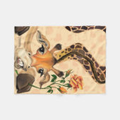 Funny Fleece Blanket Gentleman Giraffe mit Rose (Vorderseite (Horizontal))