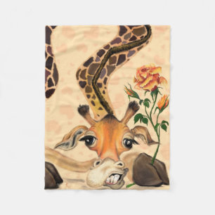 Funny Fleece Blanket Gentleman Giraffe mit Rose