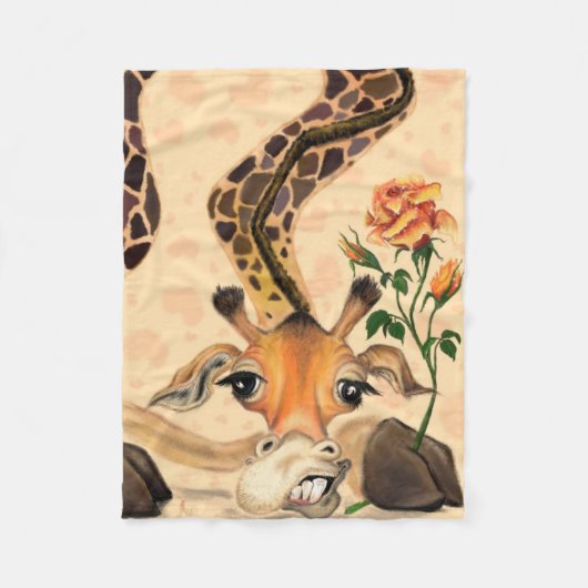 Funny Fleece Blanket Gentleman Giraffe mit Rose (Vorderseite)