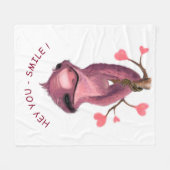 Funny Fleece Blanket Happy Sloth Smile Custom Text (Vorderseite (Horizontal))