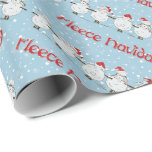 FUNNY Fleece Navidad Christmas Adorable Sheep Geschenkpapier<br><div class="desc">Ändern Sie dieses hellblau in eine beliebige Farbe,  die Sie sich wünschen,  die Hintergrundfarbe auszuwählen - - Niedliches Schaf im Schnee mit der Weihnachtsnachricht Fleece Navidad</div>