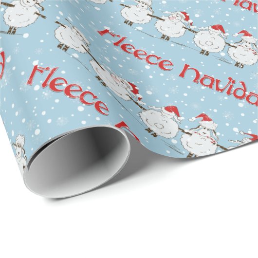 FUNNY Fleece Navidad Christmas Adorable Sheep Geschenkpapier (Rolleneckpunkt)