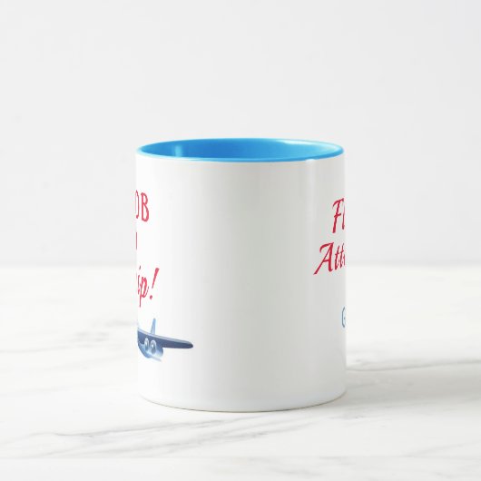 Funny Flight Attenddant Start Blue Flugzeug Tasse (Zentrum)
