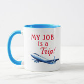 Funny Flight Attenddant Start Blue Flugzeug Tasse (Links)