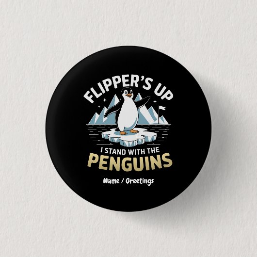 Funny Flippern auf, stehen mit den Pinguinen kühl Button (Vorderseite)