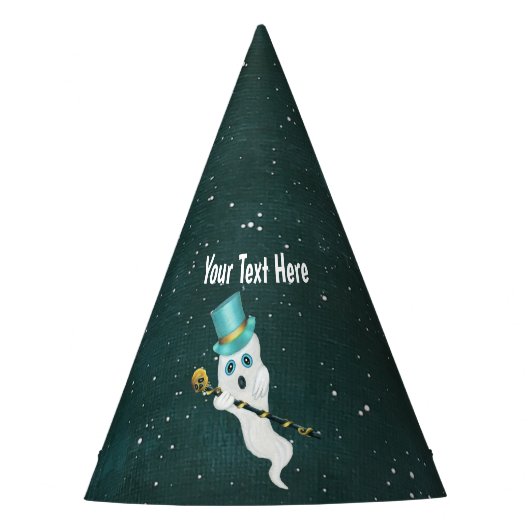 Funny Floating Ghost Wearing Blue Top Hat Skull Partyhütchen (Vorderseite)