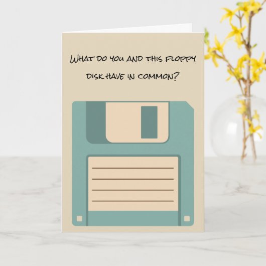 Funny Floppy Computer Disk Retirement Card Karte (Gelbe Blume)