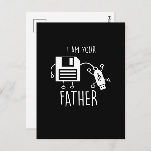 Funny Floppy Disc to USB Ich bin dein Vater Postkarte (Vorne/Hinten)