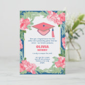 Funny Floral Brilliant Grad Party Einladung (Stehend Vorderseite)