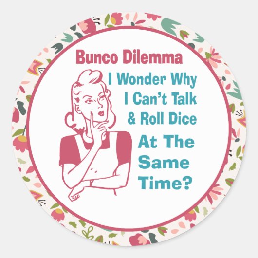 Funny Floral Bunco Retro Player Runder Aufkleber (Vorderseite)