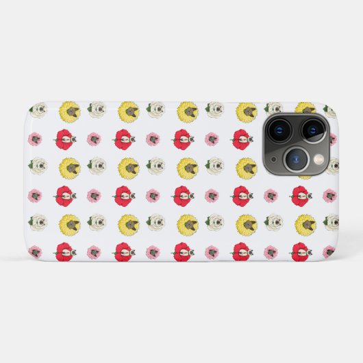 Funny Floral Cat Faces Case-Mate iPhone Hülle (Rückseite (Horizontal))