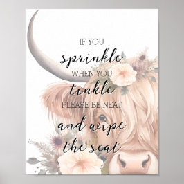 Funny Floral Farm Animal Highland Kuh Bad Poster