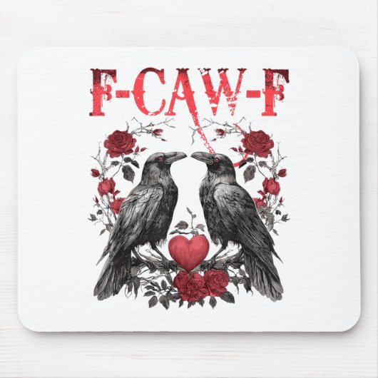 Funny Floral Heart Raven F-caw-f Anti Valentin's D Mousepad (Vorne)