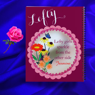 Funny Floral Individuelle Name Links Handed School Notizblock