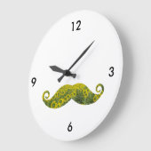 Funny Floral Mustache Runde (große Wall Uhr) Große Wanduhr (Winkel)