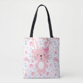 Funny Floral Pink Bunny Tasche (Vorderseite)