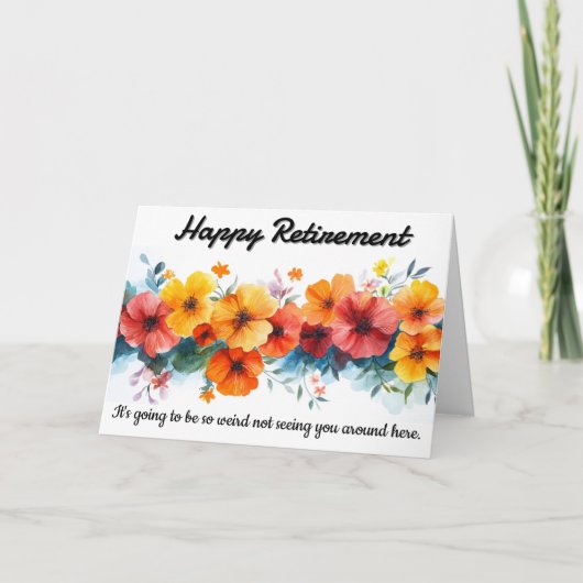 Funny Floral Retirement Card Dankeskarte (Vorderseite)
