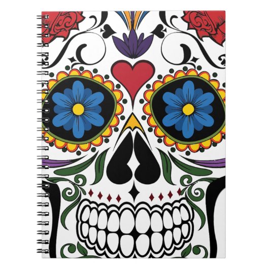 Funny Floral Skull Notizblock (Vorderseite)