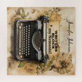 Funny Floral Vintage Schreibmaschine Jigsaw Puzzle (Horizontal)