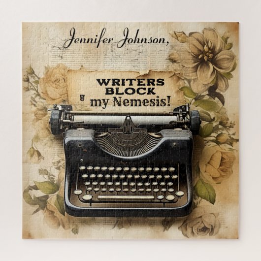 Funny Floral Vintage Schreibmaschine Jigsaw Puzzle (Vertikal)