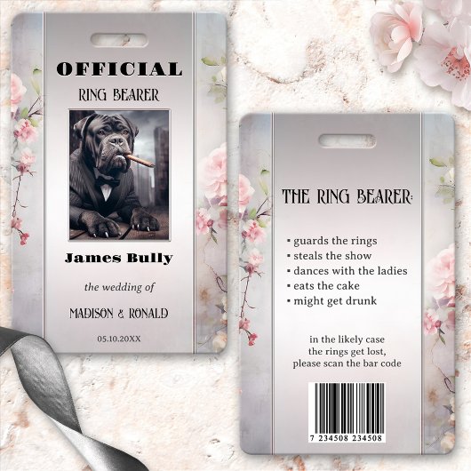 Funny Floral Wedring Foto ID Abzeichen Ausweis