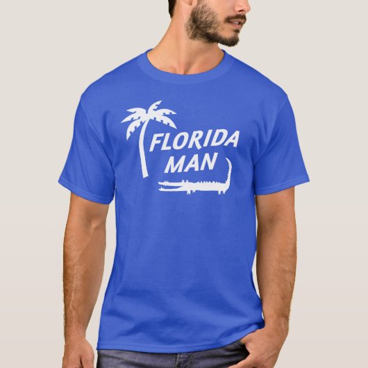 Funny Florida Man Alligator und Palm Tree T-Shirt (Vorderseite)