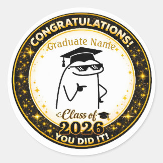 Funny Flork Graduate Custom Name Class of 2026 Sti Runder Aufkleber