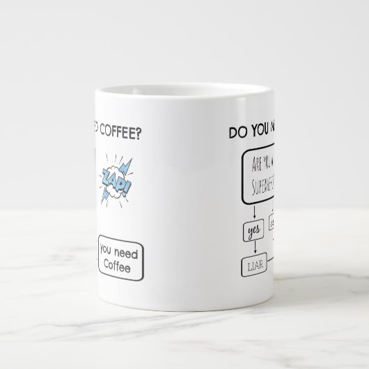 Funny Flow Chart, Brauchst du Kaffee? Jumbo-Tasse (Vorderseite)