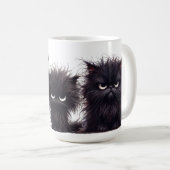 FUNNY FLUFFY ANGRY BLACK KITTENS KAFFEETASSE (VorderseiteRechts)