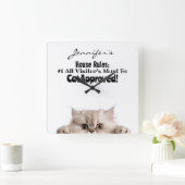 Funny Fluffy Cat Wall Clock Quadratische Wanduhr (Zuhause)