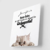 Funny Fluffy Cat Wall Clock Quadratische Wanduhr (Winkel)