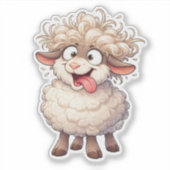 Funny Fluffy Sheep Custom-Cut Vinyl Sticker (Vorderseite)