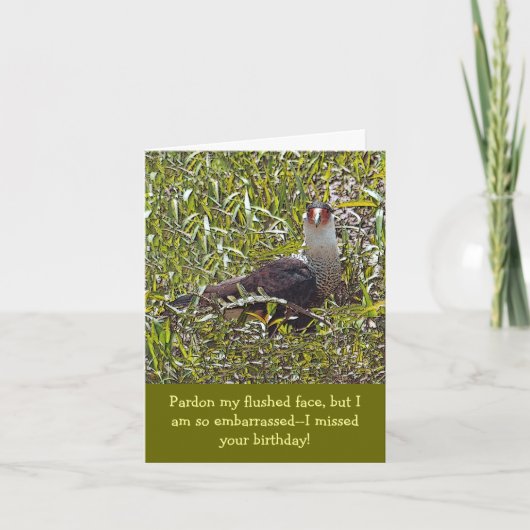 FUNNY FLUSHED FACED BIRD/BELATED BIRTHDAY CARD KARTE (Vorderseite)