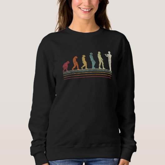 Funny Flute Player Evolution Flutist Retro Vintag Sweatshirt (Vorderseite)