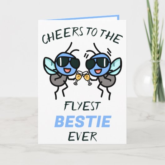 Funny Fly Pun Cheers Bester Freund Happy Birthday Dankeskarte (Vorderseite)