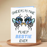 Funny Fly Pun Cheers Bester Freund Happy Birthday Dankeskarte<br><div class="desc">Sie suchen eine einzigartige Möglichkeit, Ihre Liebe und Ihren Spaß Ihrem nahen Vertrauten auszudrücken? Unsere lustige Fliegengrüstkarte ist die perfekte Wahl für jeden besten Freund zu seinem Geburtstag! Passen Sie es an, indem Sie Ihre eigene persönliche Nachricht hinzufügen. Das Design zeichnet sich durch eine blau-weiße Farbgebung aus. Zwei Fliegen tragen...</div>