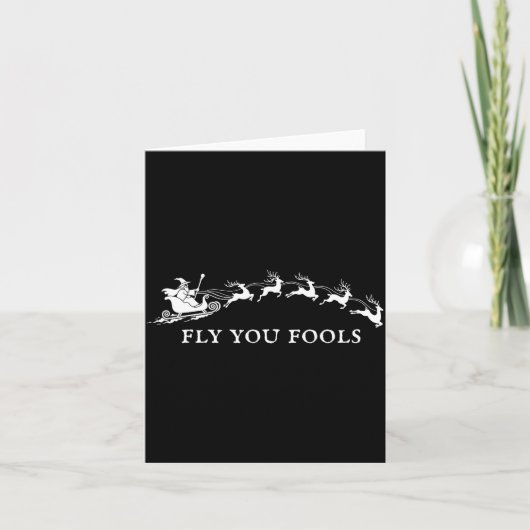Funny Fly You Fools Santa Sleigh Reindeer Christma Karte (Vorderseite)