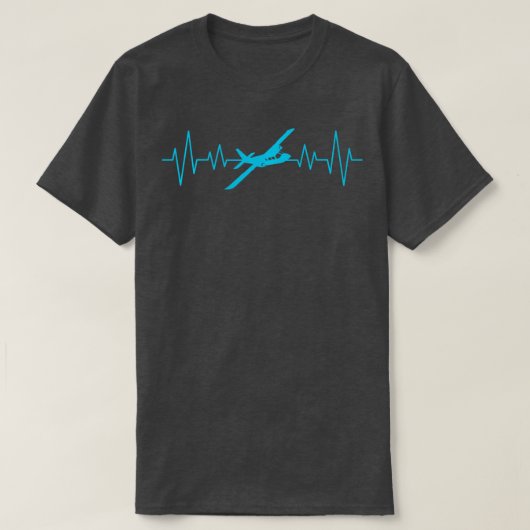 Funny Flying Airplane Heartbeat-Aviator-Geschenk T-Shirt (Design vorne)