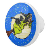 Funny Flying Hexe Black Cat Moon Stars Halloween Keramikknauf (Rechts)