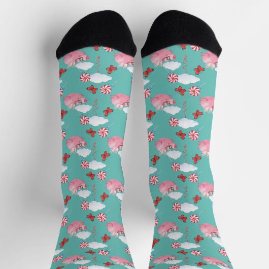 Funny Flying Pig Muster Socken (Oben)