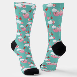 Funny Flying Pig Muster Socken