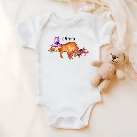 Funny Flying Sloth Hexe Baby Bodysuit Strampler