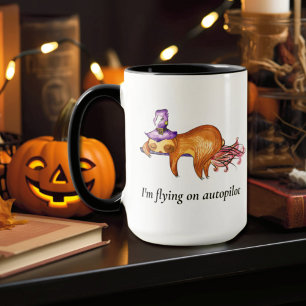 Funny Flying Sloth Witch Combo Tasse, 15 oz Tasse