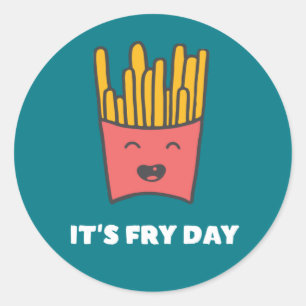 Funny Food French Fries Spaß Es ist Fry Day Runder Aufkleber