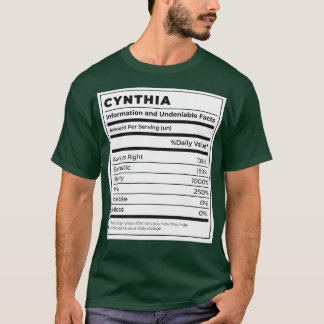Funny Food Label Weibliche Zutaten CYNTHIA T-Shirt