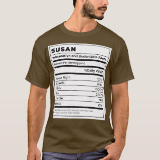 Funny Food Label Weibliche Zutaten SUSAN T-Shirt