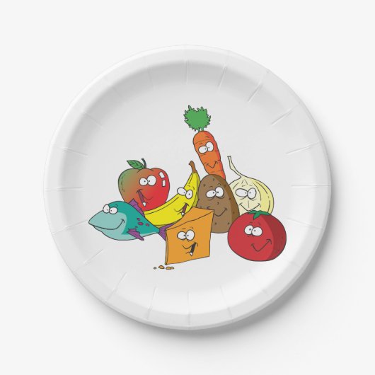 Funny Food mit Gesichtern Pappteller (Vorderseite)