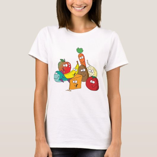 Funny Food mit Gesichtern T-Shirt (Vorderseite)